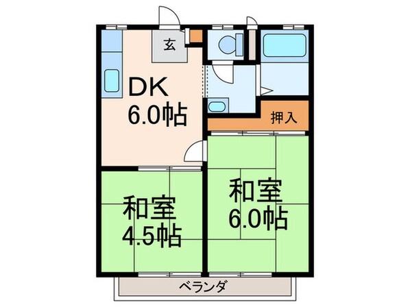 ﾊｲﾂ山川の物件間取画像